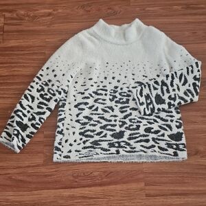 Elegant Black and White Cowl Neck Sweater